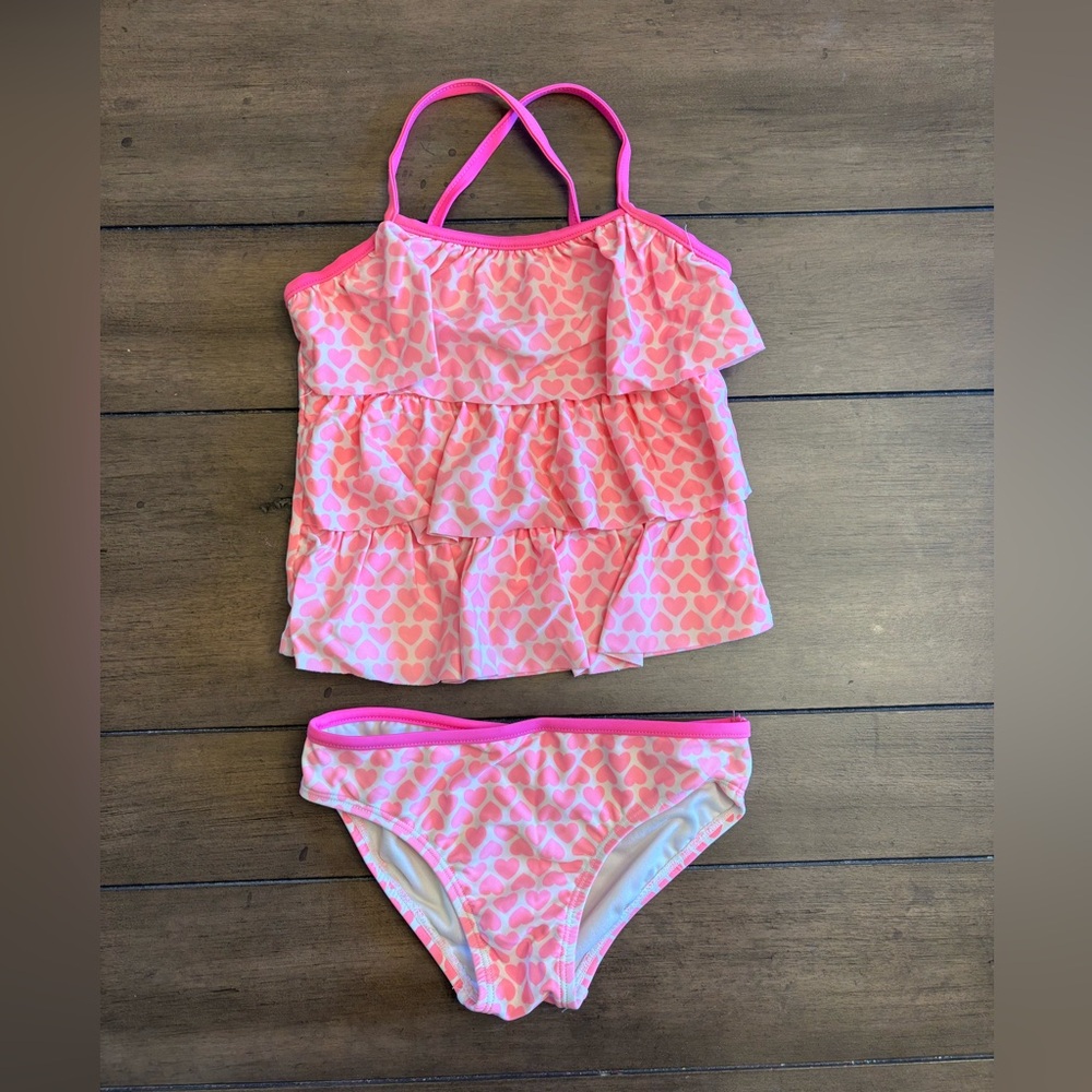 Carter’s Girls Pink Heart Patterned Swimsuit Set